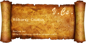 Vékony Csaba névjegykártya